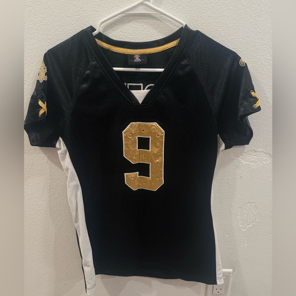 NFL #9 BREES SAINTS Black and Gold Jersey WOMENS SIZE SMALL
